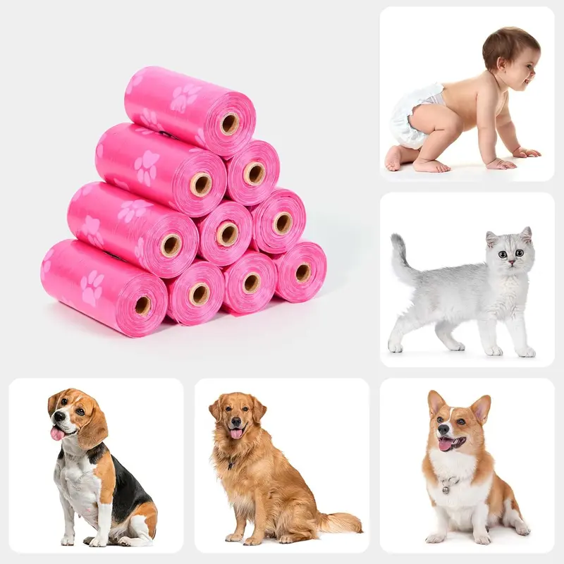 Biodegradable Dog Poo Bags with Holder-240 Large Poop Bags, Corn Starch Blended Compostable Poo Bag, Extra Thick Strong Leak Proof Poop Waste Bag for Dogs (Pink) 4