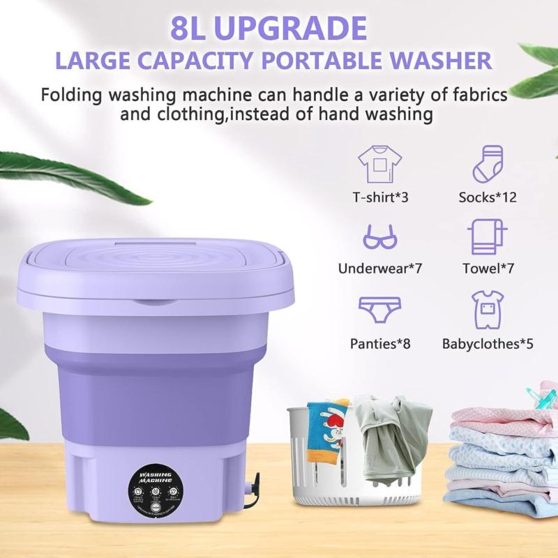 8L Portable Washing Machine Mini Washer Foldable Washer and Spin Dryer Travel UK 2