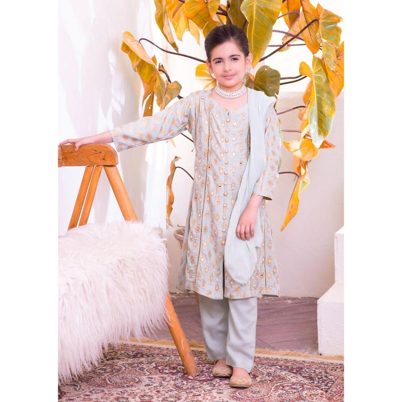 HK59 Sheesha Mint Mirror Linen Long Dress 4