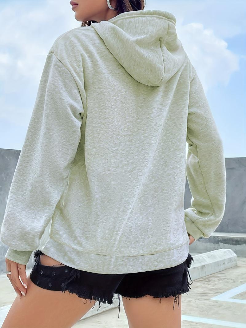 Product Introduction of Milano Print Kangaroo Pocket Hoodie, Casual Long Sleeve Drawstring Hoodies Sweatshirt, Women's Clothing 5