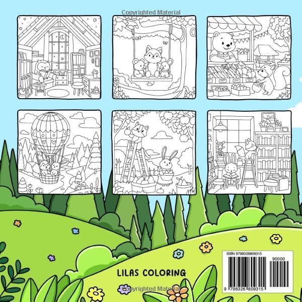 Forest Buddies Simply Lovely Coloring Book for Kids and Adults: Cute and Cozy Designs Featuring Adorable Animal Characters 4