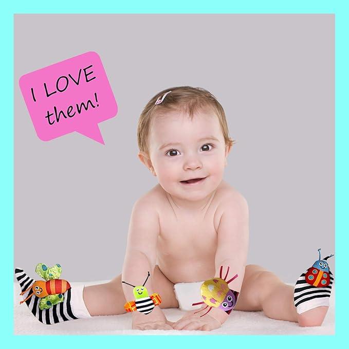 Product Introduction of Foot Finders & Wrist Rattles for Infants Developmental Texture Toys for Babies & Infant Toy Socks & Baby Wrist Rattle - Newborn Toys for Baby Girls Boys - Baby Boy Girl Toys 0-3 3-6 6-9 Months 9