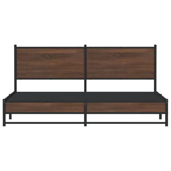 VidaXL Stylish Brown Oak Metal Bed Frame - Dimensions 183x213 cm 4