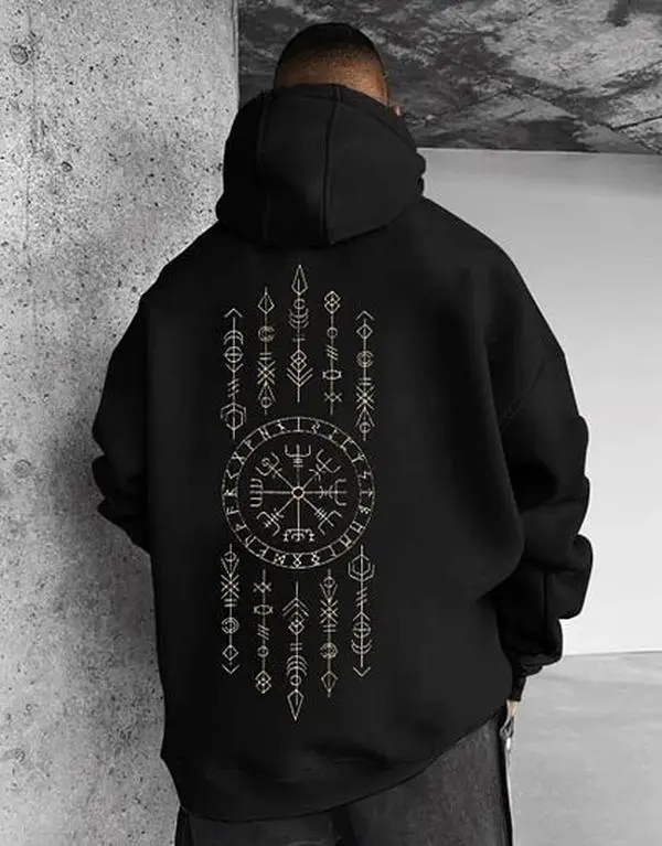 Viking Rune Print Hoodie - Premium Soft Fabric for Viking Lovers - Casual