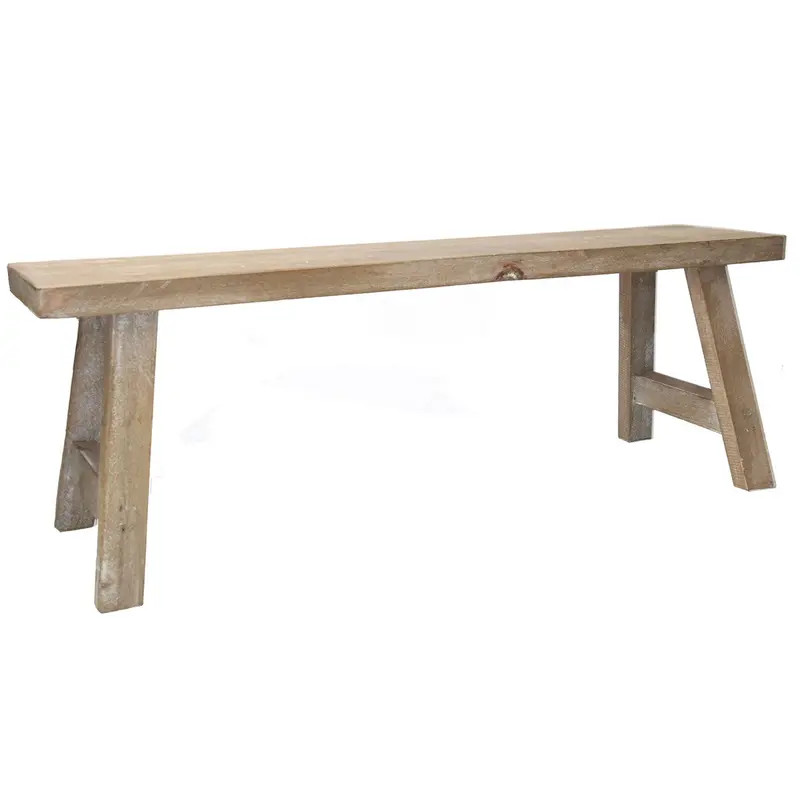 Long Natural Wood Decorative Bench 0