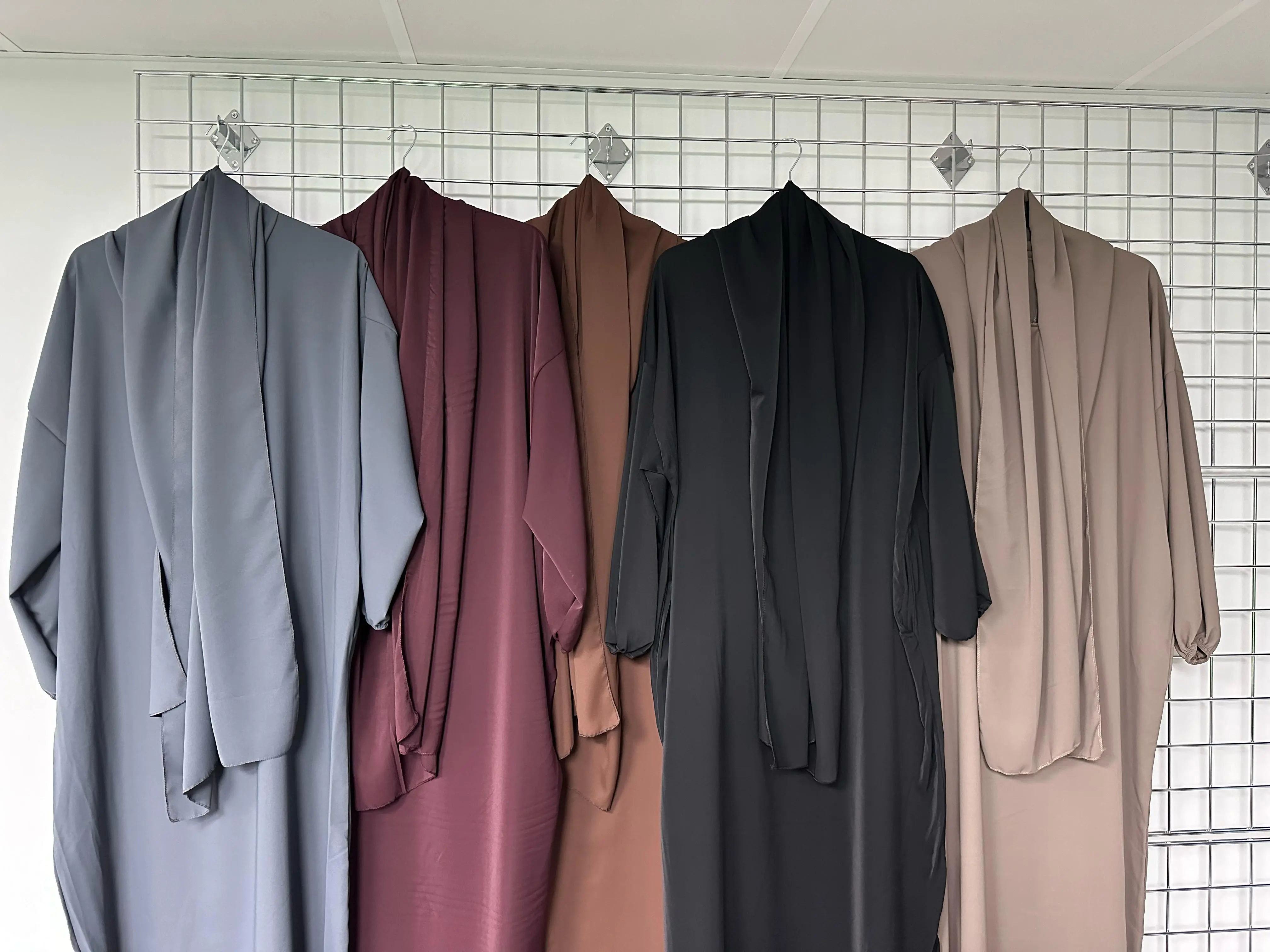 Women's Silky Abaya with Elasticated Cuffs and Attached Scarf One Size 28" chest, 54" length - Muslim Women's Clothing