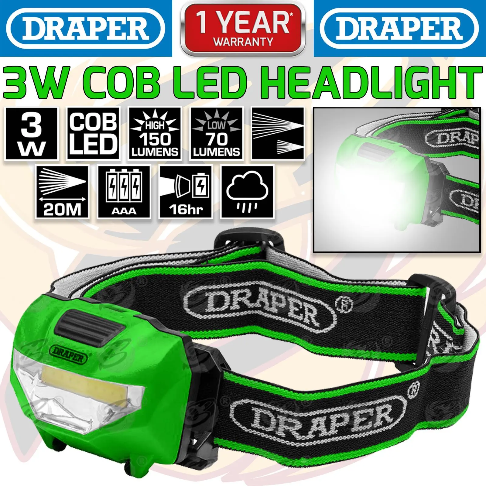 DRAPER COB LED HEADLIGHT ( G )