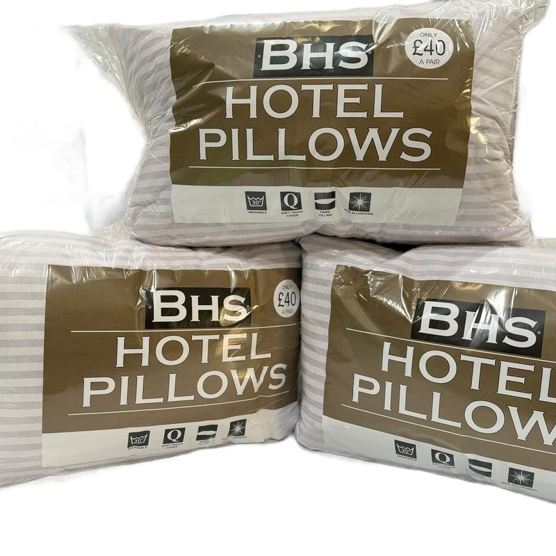 BHS Stripe Bounce Back Pillows: Pack of 4 Hotel-Quality Blended Cotton, Perfect for a Restful Sleep and Enhanced Bedroom Elegance, Comfortable bed pillow hollow fibre comfy pillows bedding 7