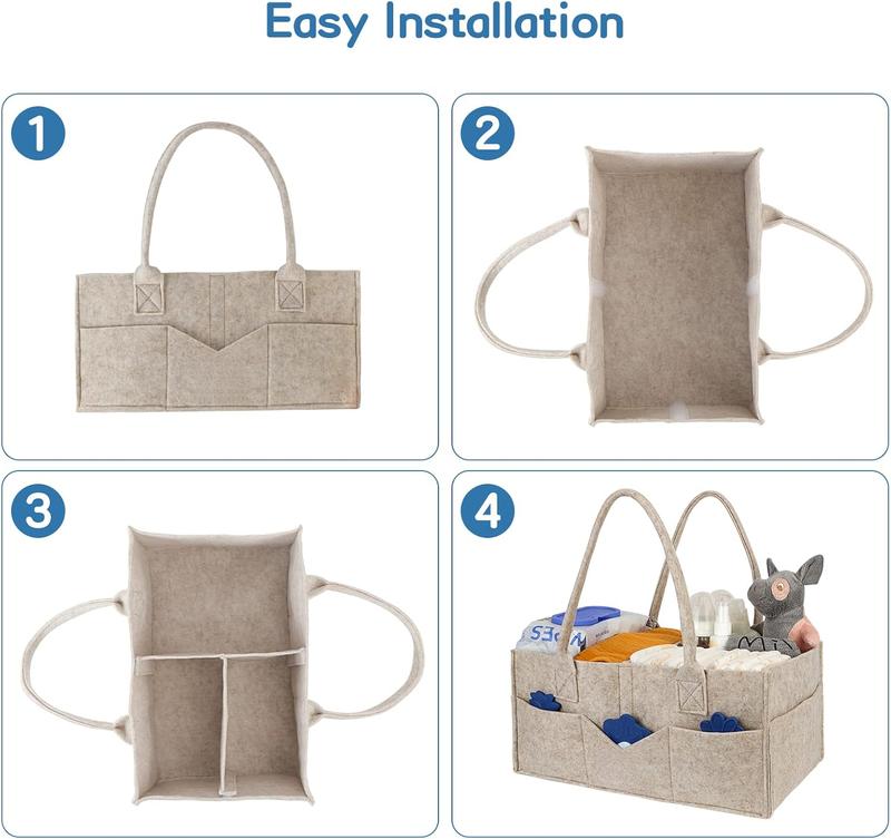 Product Introduction of Nappy Caddy, Newborn Essentials for Diaper Caddy, Sturdy Portable Washable Baby Caddy with Detachable Compartments.Baby Essentials for Newborn, Nappy Organiser for Indoor Outdoor, Khaki 10
