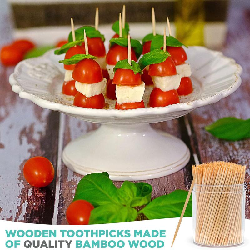 [1500 Count] Bamboo Wooden Toothpicks - Wood Round Single-Points Tooth Picks and Cocktail Sticks for Oral Care - Floss 4