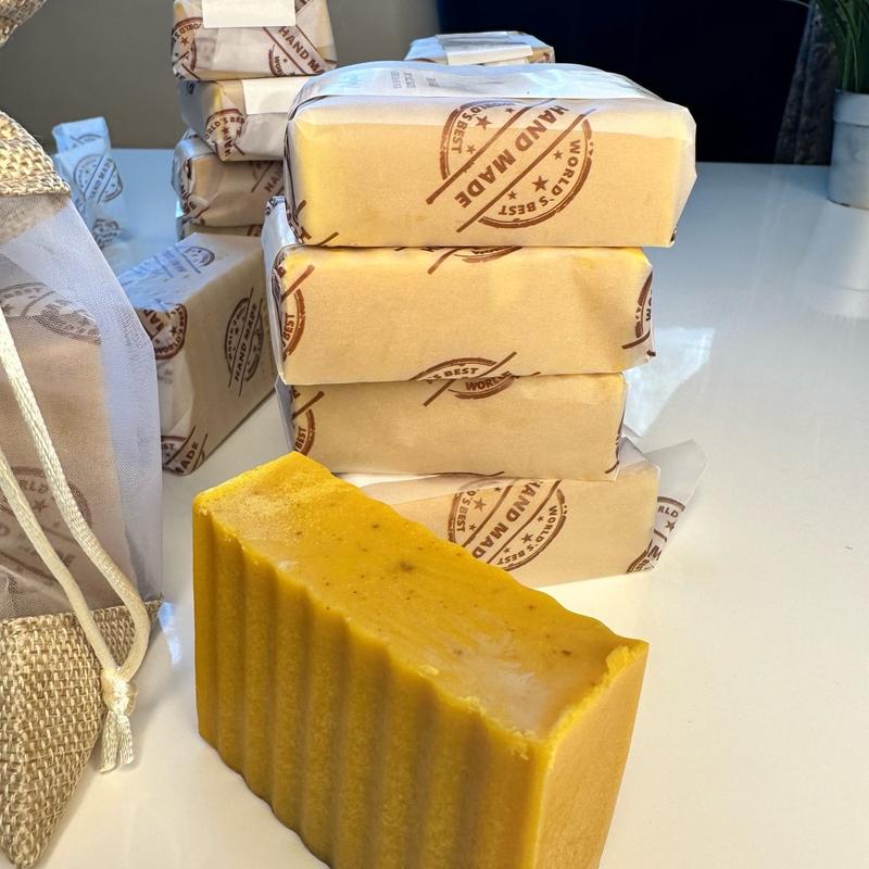 2 Turmeric Bar Soap With Vitamin C & Dead Sea salt,(pack of 2) Body Care. Body Wash. Skin Repair Fragrance Free Tea Tree Rosemary oil 2