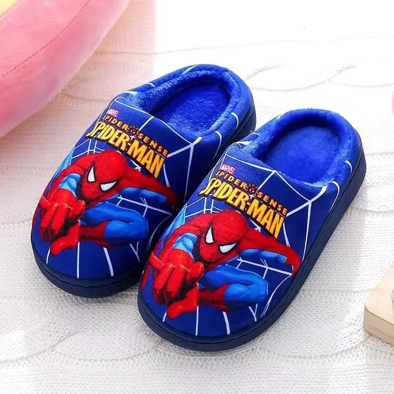 Spider-Man Winter Cute Slippers for Kids Boys - Warm, Anti-Slip, Fluffy Sliders