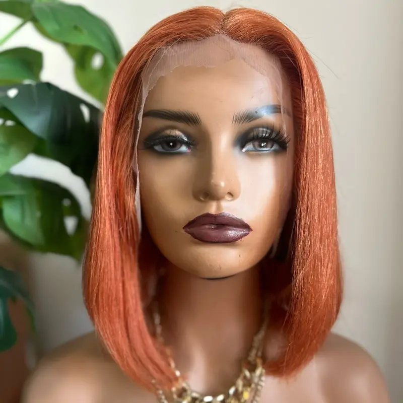Custom Colored Human Hair Bob with T-Lace - 12 Inch