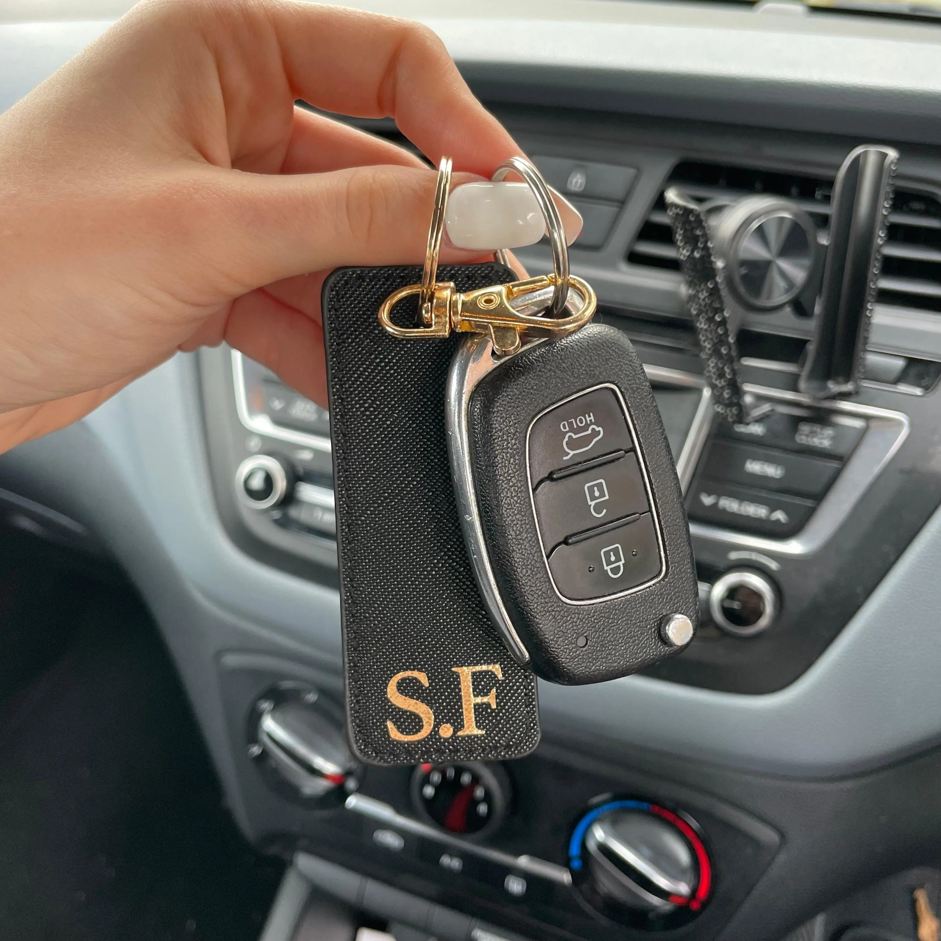 Personalised Saffiano Faux Leather Bag Charms Key Chain Keyring