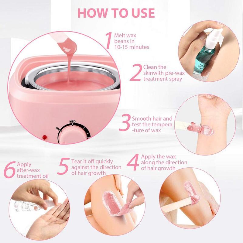 【Easter Sale】Waxing Kit, Wax Pot for Hair Removal, Wax Heater Kit for Waxing professional, 5 packs Wax Beads and 20 Applicator Sticks, Painless Waxing Machine for Full Body Waxing 7