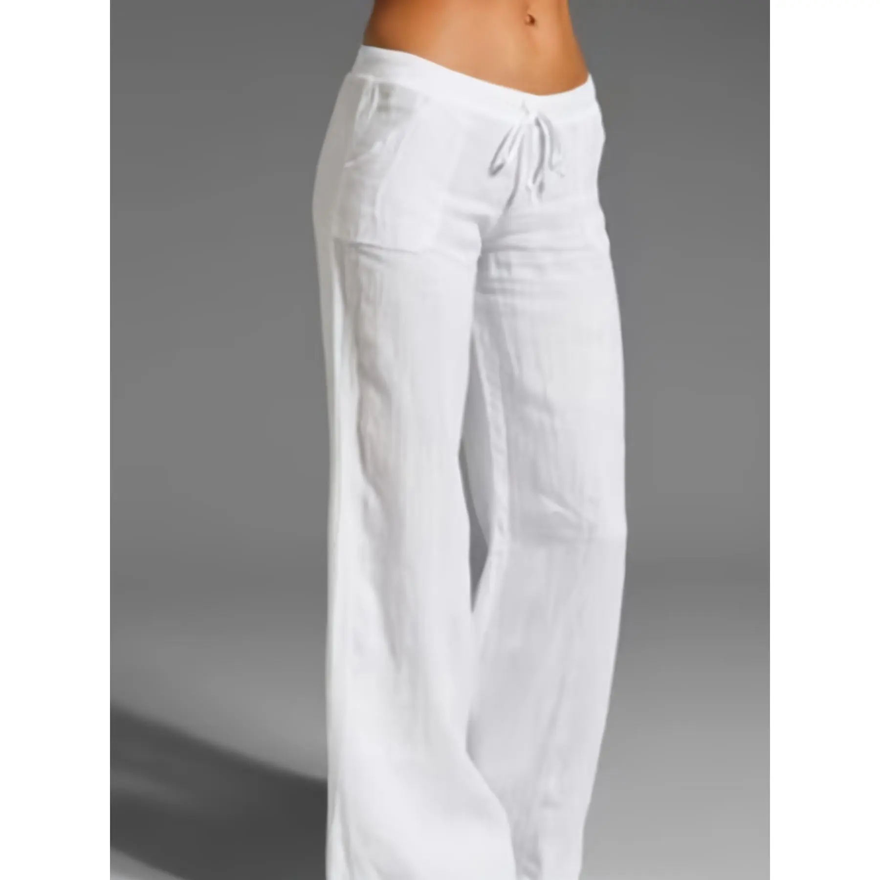 Womens Comfy Wide-Leg Pants with Drawstring High Waist and Casual Pockets - Versatile & Fashionable for All Occasions