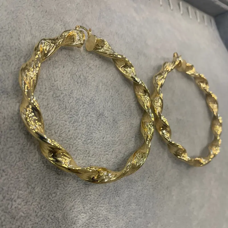 80mm gold filled patern hoops gold plated twist 3
