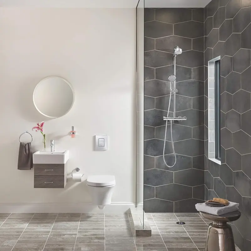 Essentials Towel Ring – Bathroom Towel Holder (Concealed Fastening, Including Screws and Dowels), Suitable for Gluing, Size 20 cm, Chrom 1