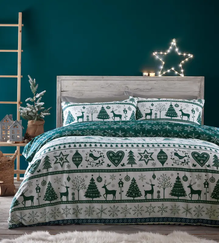 Noel Duvet Cover Set Christmas Bedding Festive Xmas Decor 2