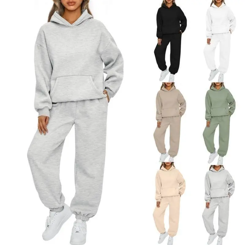 【2025】2024New Women'S 2-Piece Casual Hoodie Tracksuit Pantsuit For Fall/Winter Womenswear Long Sleeve Minimalist Womenswear Overalls Underwear Lady Comfort Basic Longsleeves