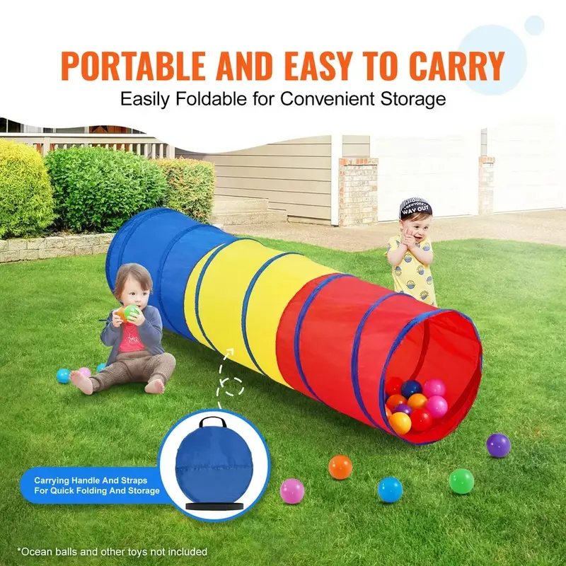 Kids Pop-up Play Crawl Tunnel Toy for Boys,Girls,Toddlers or Pet w/ Case 4
