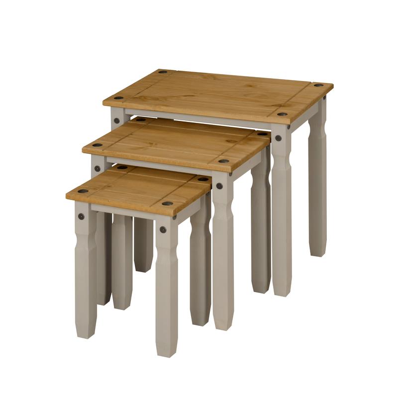 Corona Grey Nest of Tables Mexican Solid Pine coffeetable coffeetables 1