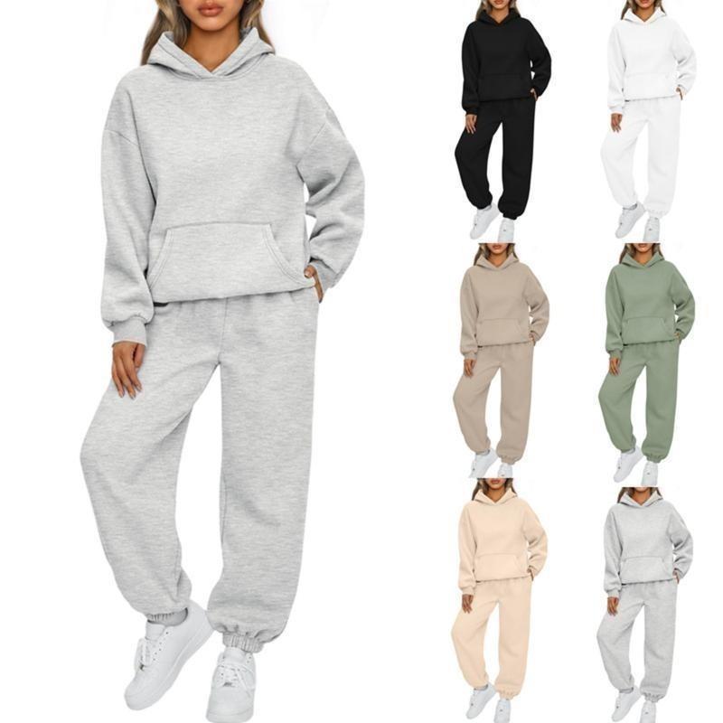 【2025】2024New Women'S 2-Piece Casual Hoodie Tracksuit Pantsuit For Fall/Winter Womenswear Long Sleeve Minimalist Womenswear Overalls Underwear Lady Comfort Basic Longsleeves 0