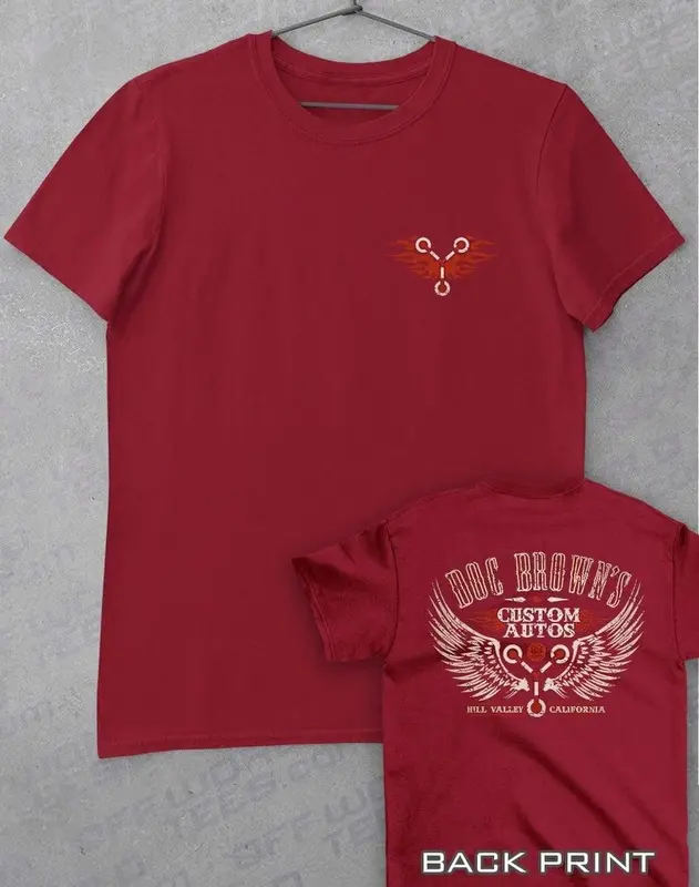 Doc Brown's Custom Autos with Back Print T-Shirt 6