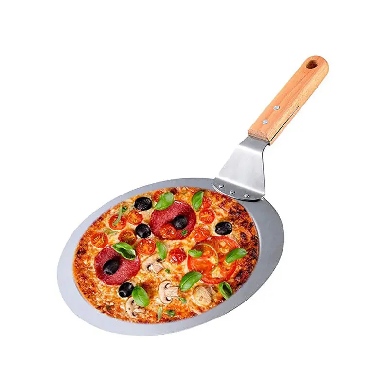 12Inch Stainless Steel Pizza Paddle Peel Bakers BBQ Oven Tray Wooden Handle 7