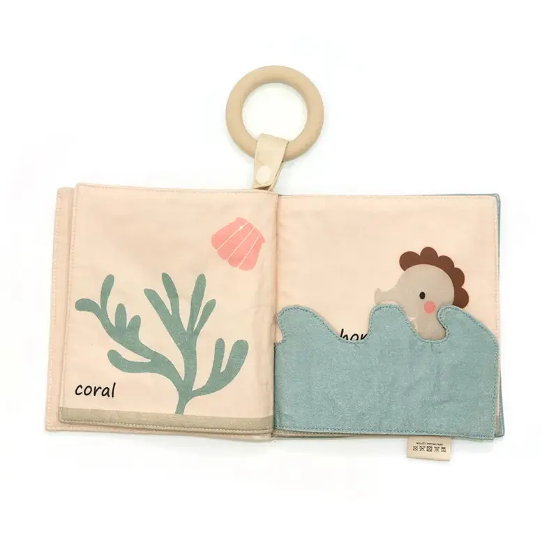 Ocean Friends Baby Fabric Book with Silicone Ring toddler busy 2