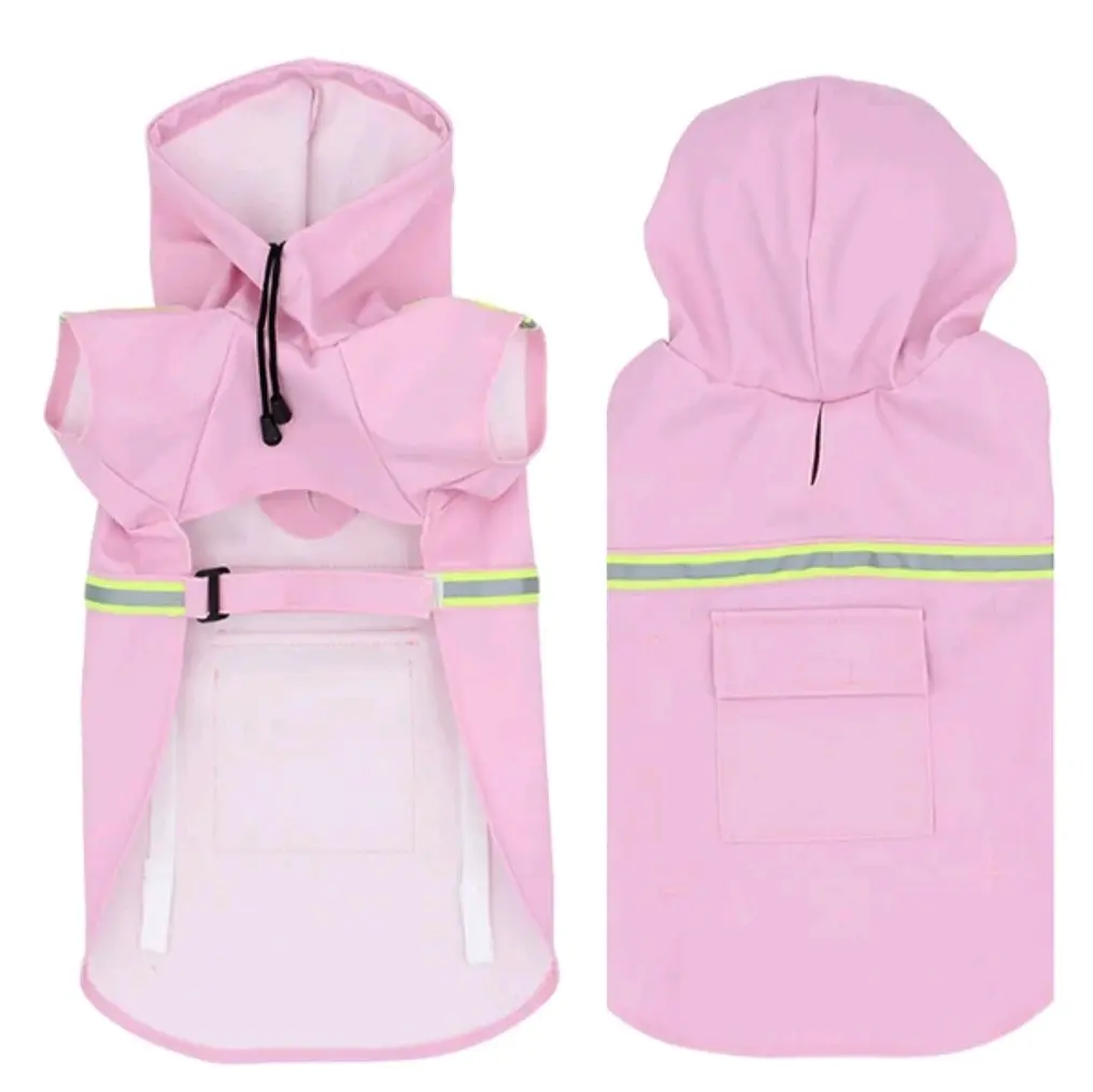 Adjustable Belly Strap Thick Poncho Style Raincoat with Lead Hole and Pocket for Dogs - Pet Supplies