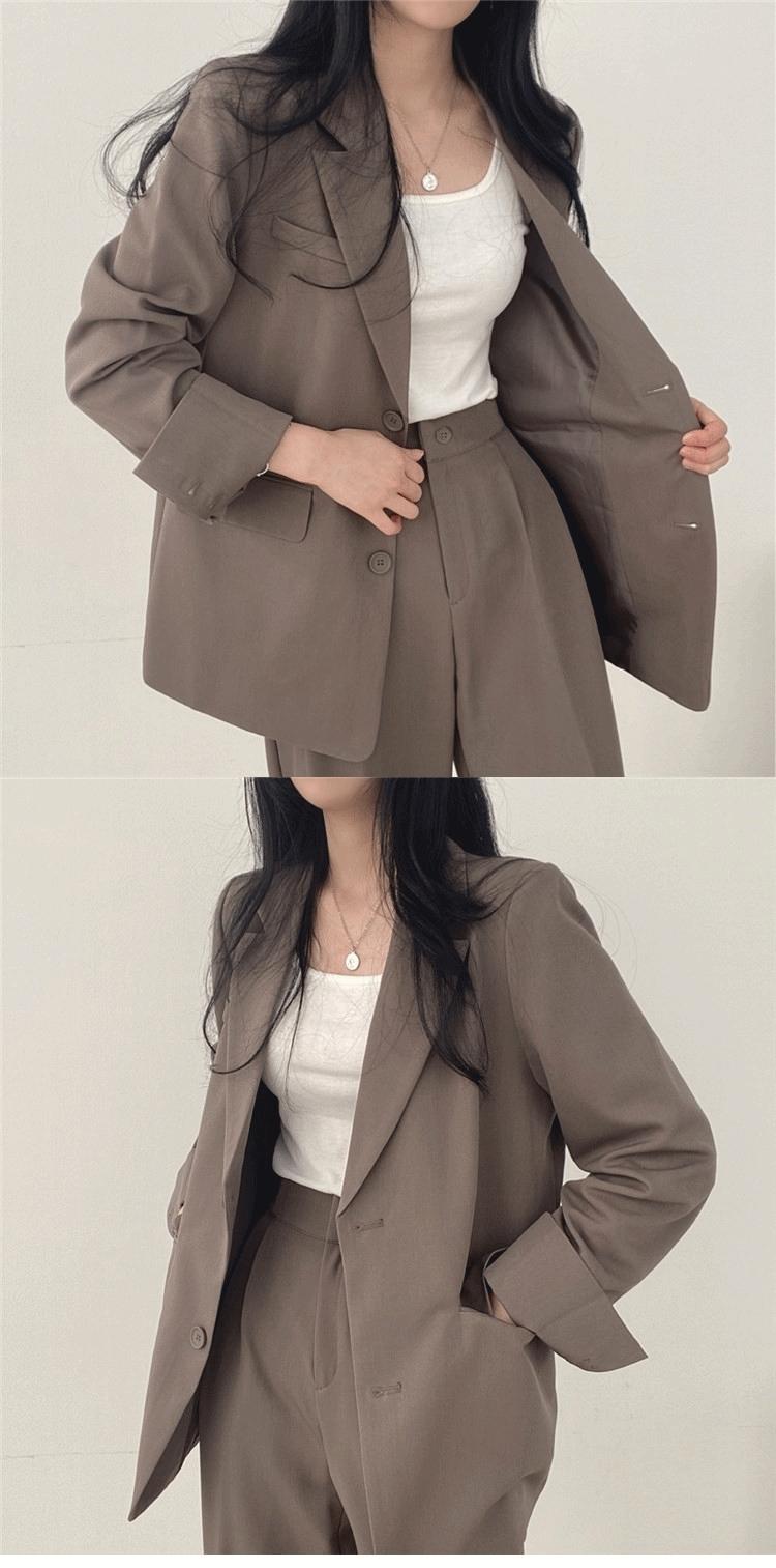 Product Introduction of High Quality Women Blazer Set Solid Pocketed Lined Coat + High Waist Suit Pants Office Lady Formal Two Piece Set 3