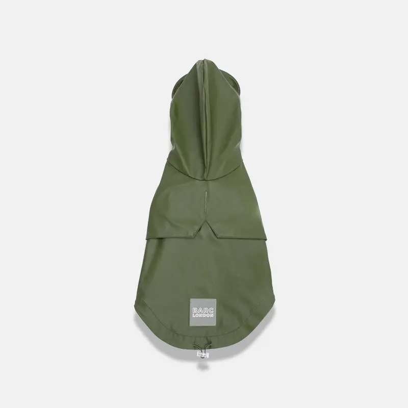 Barc London's Eco-Friendly Dark Green Dog Raincoat - 100% Waterproof and Recycled PU Material 2