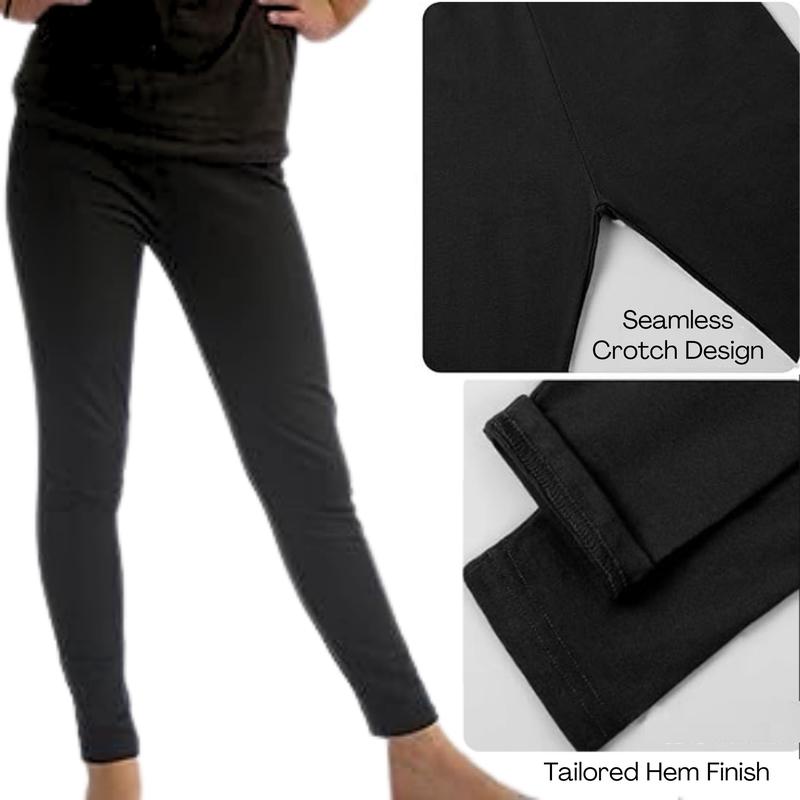 Panzy Girls Plain Stretchy Cotton Leggings - Pack of 3, Ages 5-13 viral  leggings solid minimalist 1