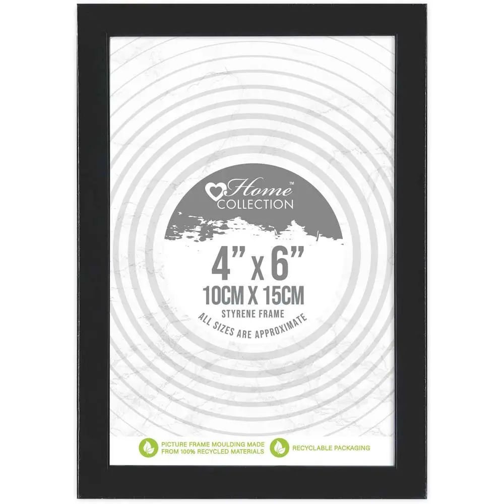 4x6 Black Styrene Photo Frame Decor Lightweight