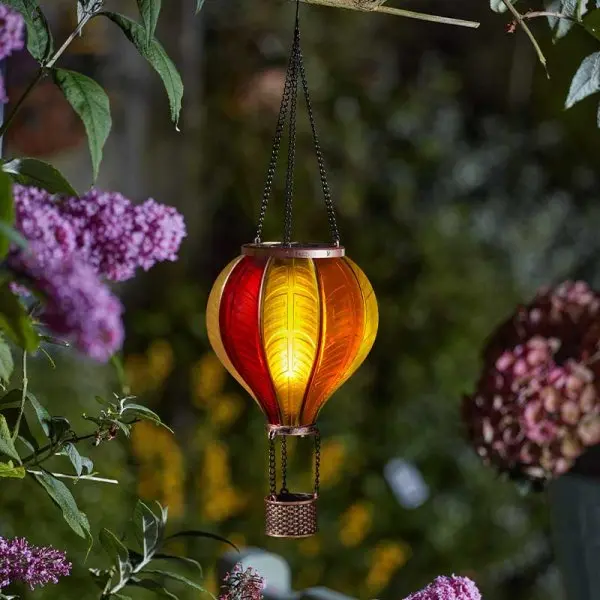 Sunset Flaming Balloon Smart Solar Powered Hanging Lantern LED Flickering Flame Light - Eco-Friendly Solar-Powered Design