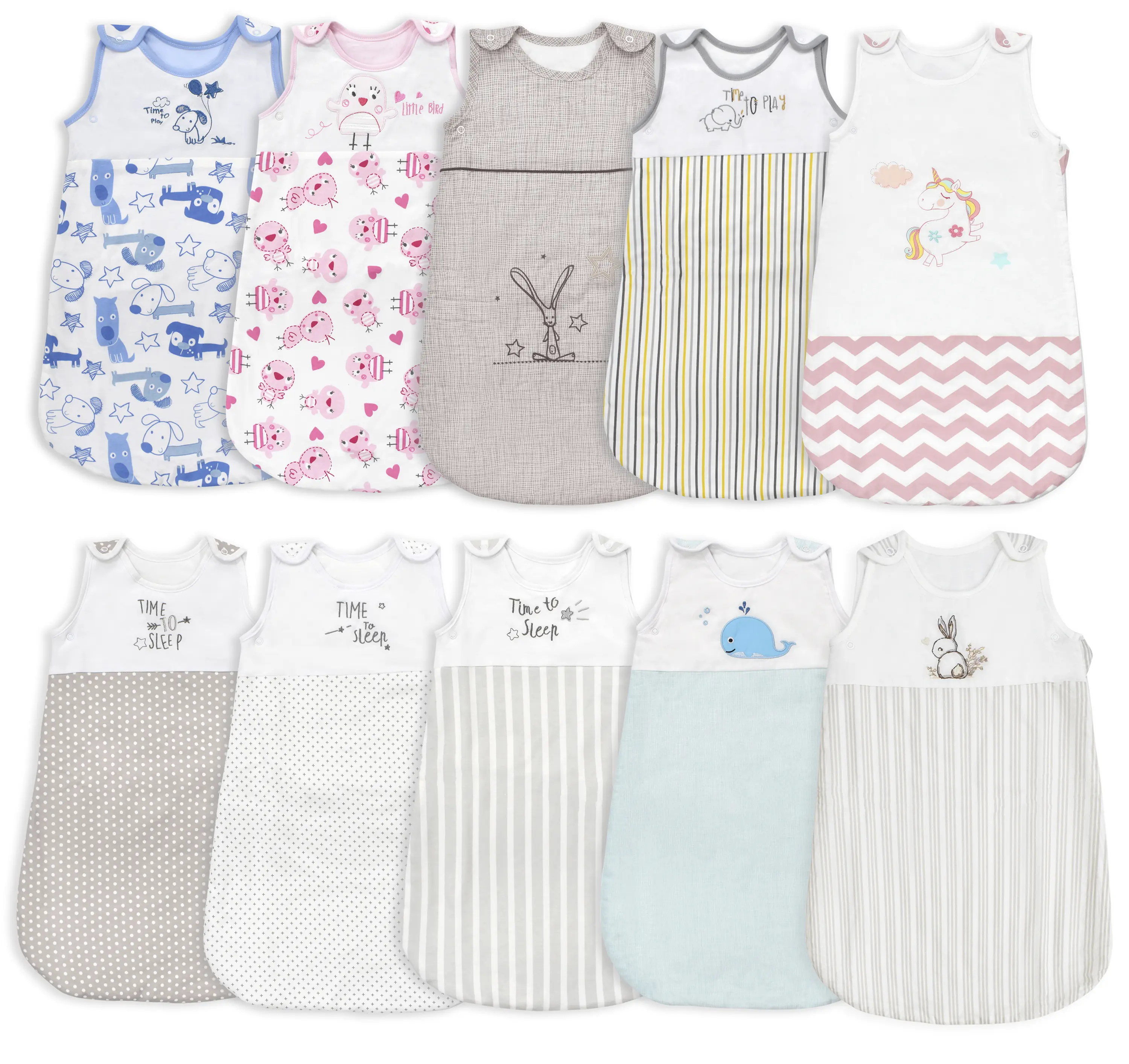 Baby Sleeping Bag 100% Cotton Baby Sleep Bag Wearable Blanket for Newborn Infant 0-18 Months - Range of Designs