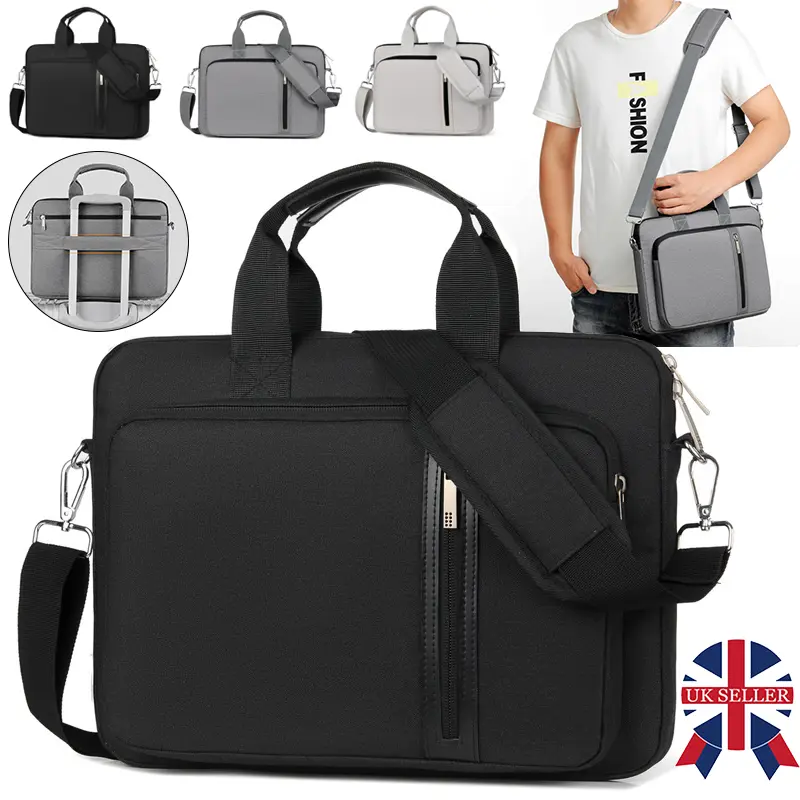 15.6" Professional Laptop Notebook Case Sleeve Computer Shoulder Bag Pockets UK
