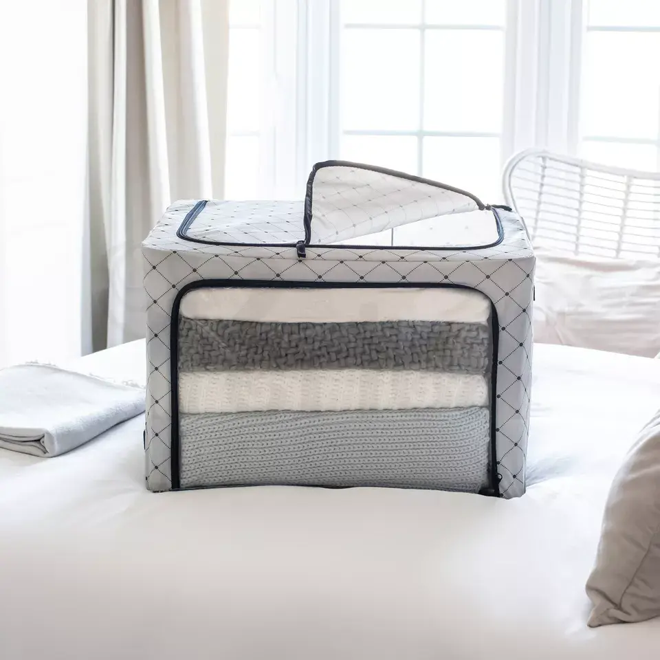 Collapsible Home Storage Boxes with Steel Frames - 3 Sizes