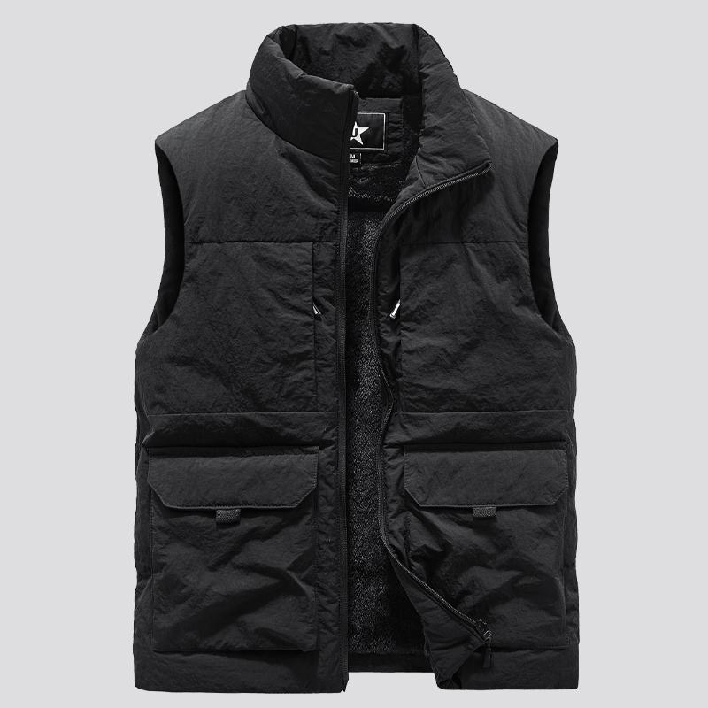 FaShion Large Male Warm Waistcoat Fleece Vest Men Men's Multi-Pocket Clothing Winter Vest Jackets Sleeveless Coat 4