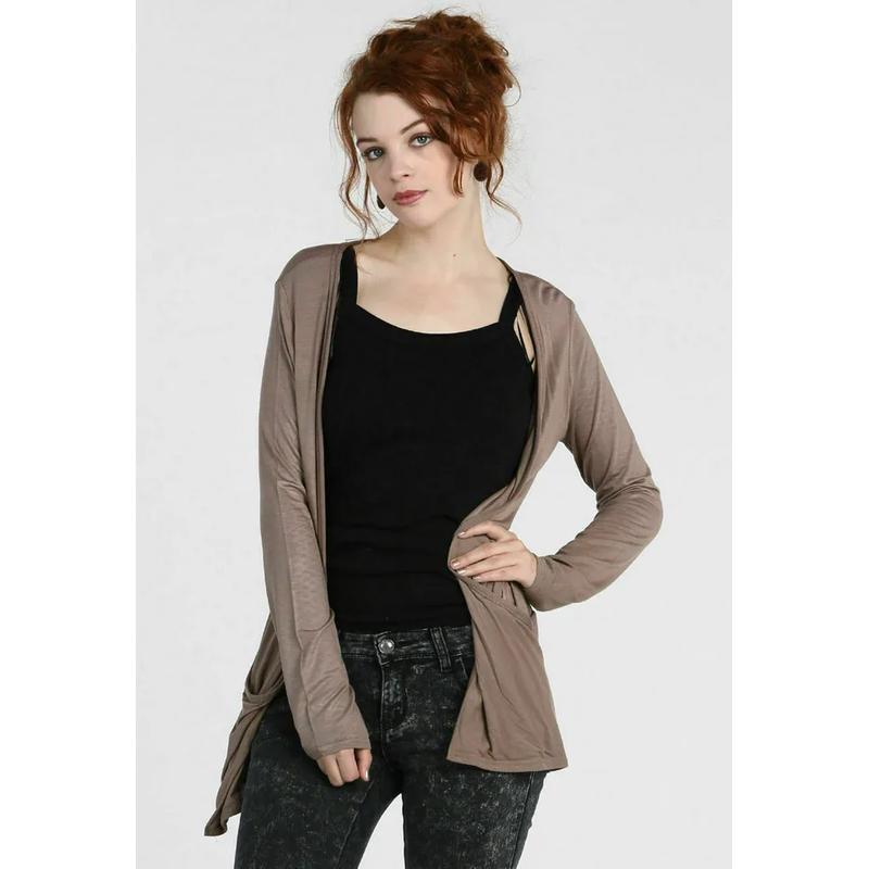 Womens Girls Long Sleeve Ladies Boyfriend Cardigan TOP Open Pocket UK Plus 8-26 3