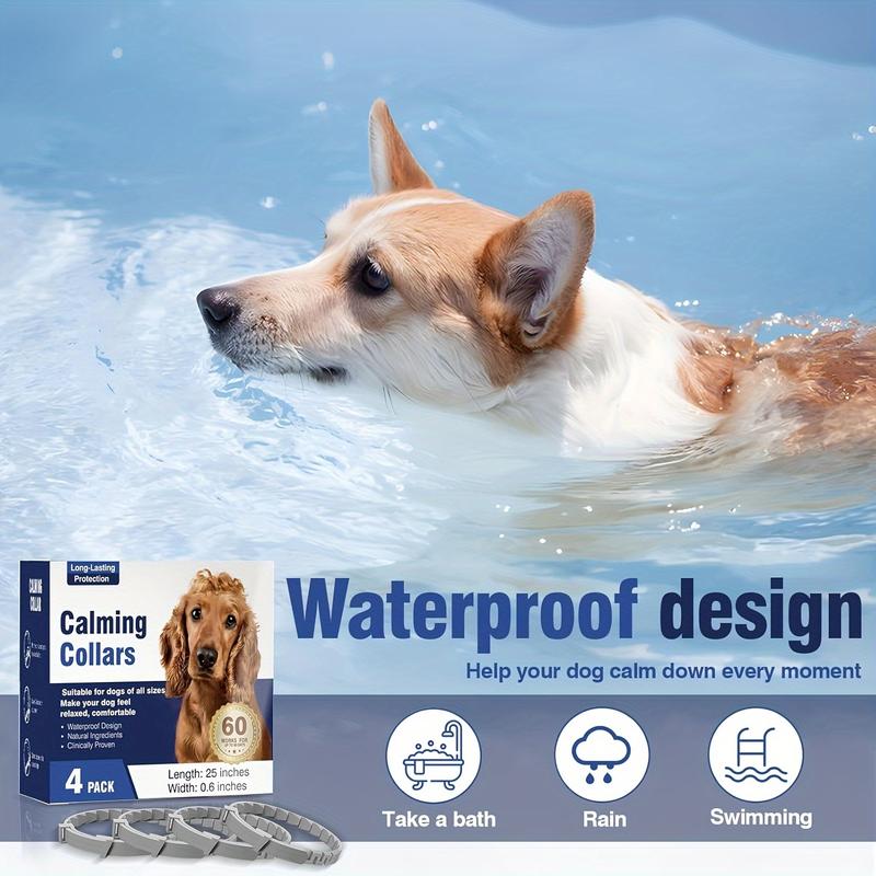 Product Introduction of 4-Pack Calming Dog Collars with Pheromones for Anxiety, Separation & Behavior Issues - Adjustable, Waterproof Rubber Collars for All Breed Sizes, Long-Lasting 60 Days, No Batteries Required 5