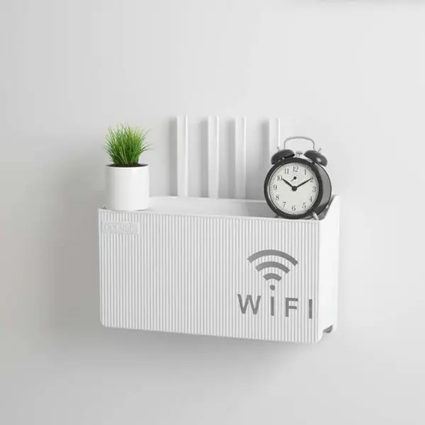 Stylish ABS Plastic Router Shelf Storage Box - Wall-Mounted Wifi Router Organizer Box - Installation, Decor, Decorative