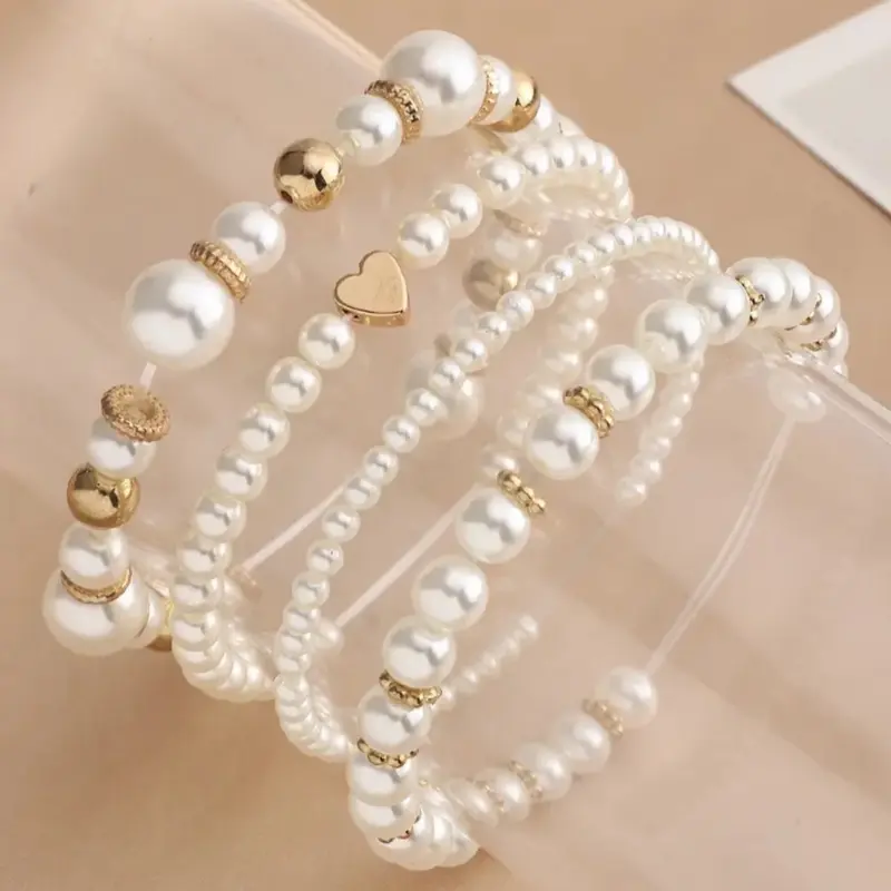 Golden Pearl Elegance Set 5pcs Bracelets 0