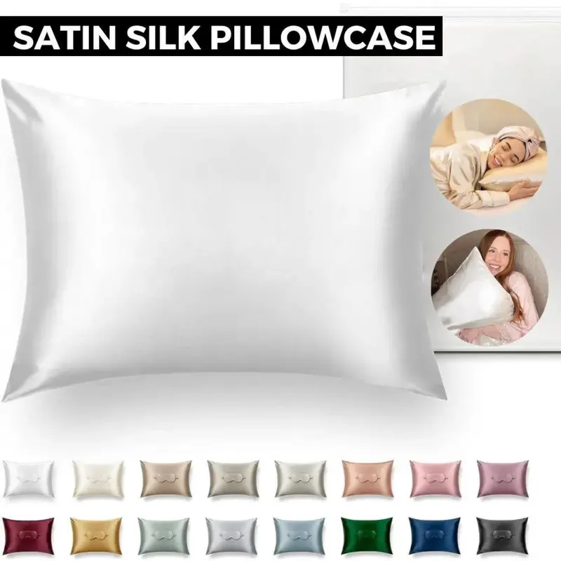 Soft 100% Mulberry Satin Silk Pillowcase For Hair Pillow Covers Queen Standard 3