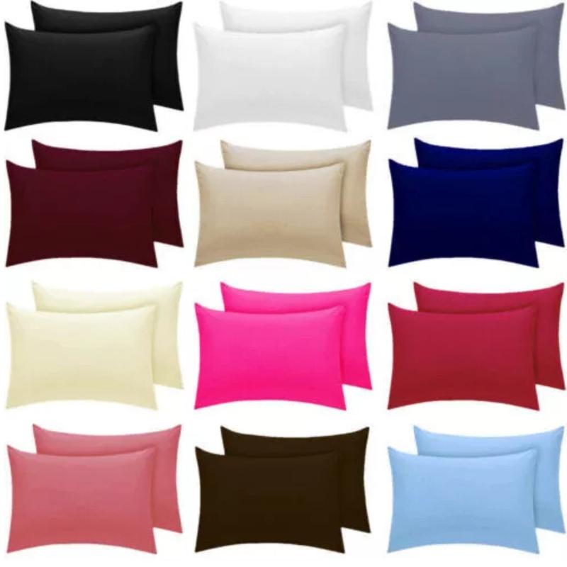 Product Introduction of 2x Luxury Polycotton Plain Pillowcases Standard Size 50x75cm Housewife Pair Vibrant Multiple Colors Easy Care 12