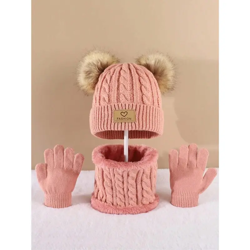 Rainbow Snowman  3 - Piece Set of Warm Knitted Gloves, Hat and Scarf with Wool Lining, Perfect for Staying Warm in Cold Weather and Showcasing Love for Fashion 5