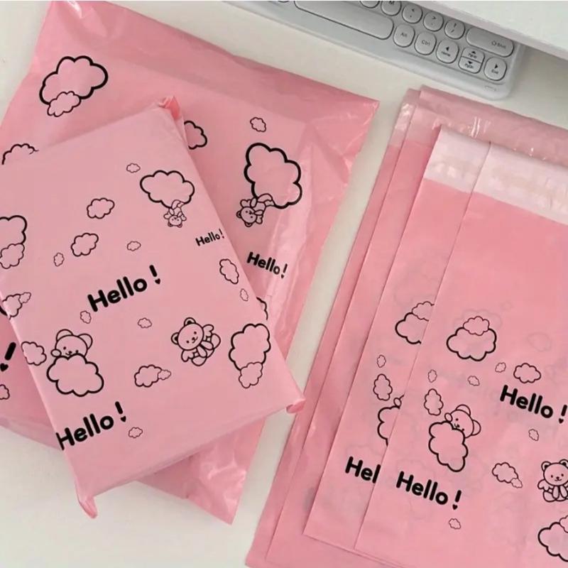 1 Roll Of 10pcs Logistics Packaging Waterproof Bags, Thickened Express Packaging Bags, Colorful Packaging Bags, Thickened Waterproof Express Bags With Cartoon Printing, Clothing And Decoration Packaging 2