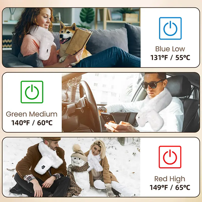 【Gift Packaging】Heated Scarf for Women Men, Rechargeable Intelligent Electric Heating Scarf with Power Bank, 3 Temperature Levels for Winter Skin-friendly and Warm material Easy to Clean 3