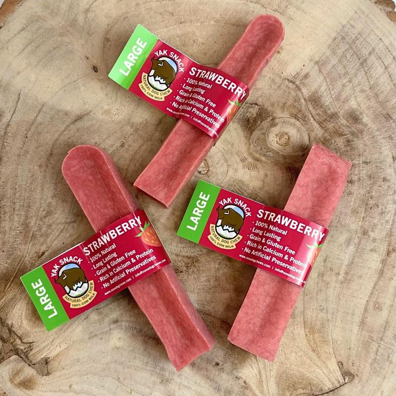 Strawberry Yak Bar- Medium & Large - All-Natural Cow Milk - Long Lasting Dog Chew chews snack 3